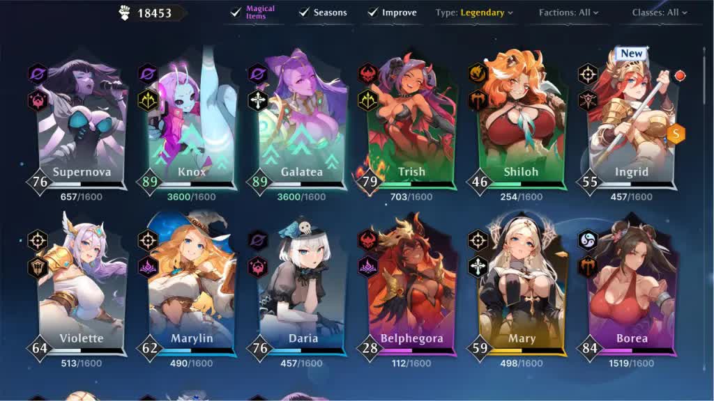 Everlusting Life roster screen showing the heroines who join your harem